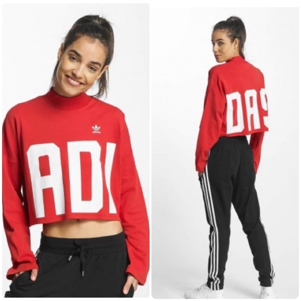 ADIDAS Originals Women’s Bold Age Cropped 100% Cotton Oversized Sweatshirt Sz M - Picture 3 of 15